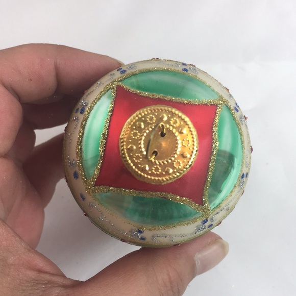 Vintage GKI/Bethlehem Glass Egg shaped embellished Christmas Ornament - Picture 6 of 8